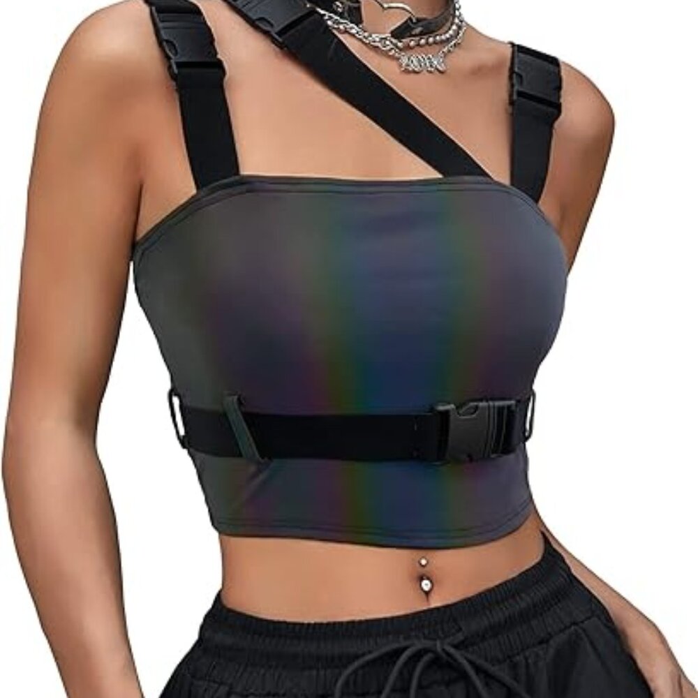 Women's Buckle Tank Tops Sleeveless Tube Crop Cami Top